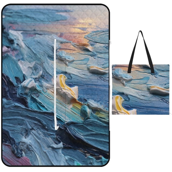 Marble Texture Outdoor Picnic Blanket, Foldable Waterproof Beach Mat, Portable Beach Blanket for Beach Camping, Hiking, Family Concerts