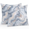 thumbnail image 1 of Marble Texture Outdoor Pillow Covers Pack of 2 Elegant Blue Gray Tone Water Effect Waterproof Throw Pillow Covers Decorative Cushion Cases for Patio Garden Tent Balcony Couch 24x24 inch, 1 of 8