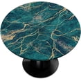 thumbnail image 1 of Marble Texture Peacock Green Round Tablecloths with Elastic Edge Fitted Round Table Cloth Small Wipeable Washable Circle Table Covers for Dinner Patio Party Indoor Outdoor Kitchen Decor (Fit 36-44 In), 1 of 6