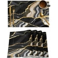 thumbnail image 1 of Marble Texture Placemats Set of 6, Black Gold Abstract Crack Cotton Linen Table Mats Non-Slip Washable Black Gold Marbling Print Placemat for Holiday Banquet Dining Kitchen Table Decor, 1 of 6