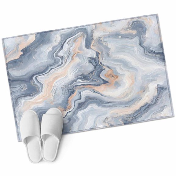 Marble Texture Rectangle Area Rug 2x3ft Elegant Blue Gray Tone Water Effect Washable Rugs for Living Room, Non Slip Soft Carpet for Bedroom Entryway Dining Room