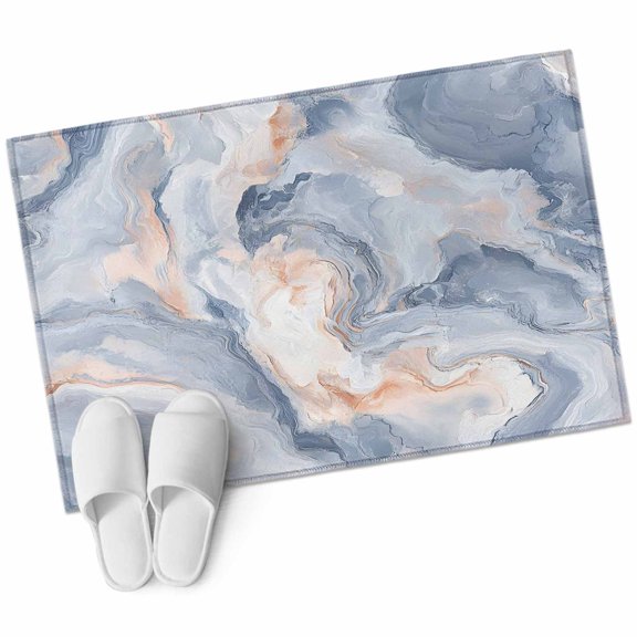 Marble Texture Rectangle Area Rug 2x3ft Elegant Gray Blue Tone Water Effect Washable Rugs for Living Room, Non Slip Soft Carpet for Bedroom Entryway Dining Room