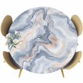 thumbnail image 1 of Marble Texture Round Fitted Table Cover Elegant Blue Gray Tone Water Effect Waterproof Table Cloth with Elastic Edge Wipeable Tablecloth for Picnic Camping Party Fits 55"-60" Diameter, 1 of 8