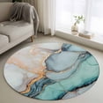 thumbnail image 1 of Marble Texture Round Rugs for Living Room 4ft Abstract Teal Blue Gold Crack Art Non Slip Circle Rug Washable Low-Profile Indoor Carpet for Bedroom, Dining Room, Bathroom, 1 of 9