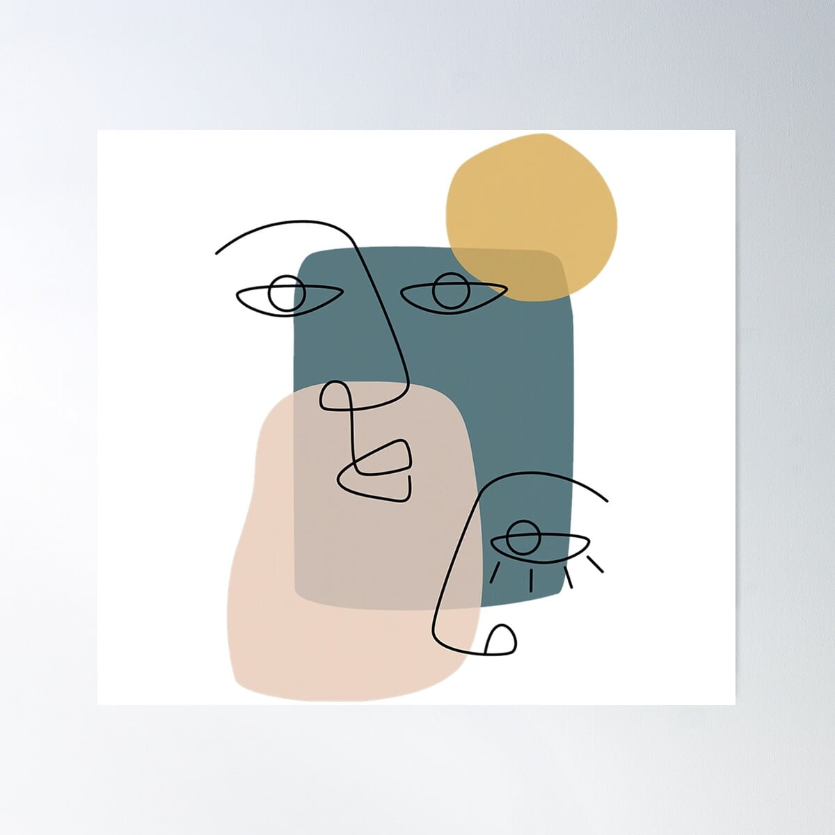 Marble Texture Seamless Faces Abstract Feminine Line Art Drawing Poster ...