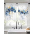 thumbnail image 1 of Marble Texture Sheer Curtains 54 Inches Long 2 Panels Blue White Veined Abstract Design Light Filtering Semi Sheer Window Curtains Drapes for Bedroom Living Room 52"x54", 1 of 7