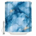 thumbnail image 1 of Marble Texture Shower Curtain, 60" x 72", Blue Gold Crack Abstract Gradient Art Waterproof Bathroom Curtain Washable Shower Curtain Set with 12 Hooks, 1 of 6