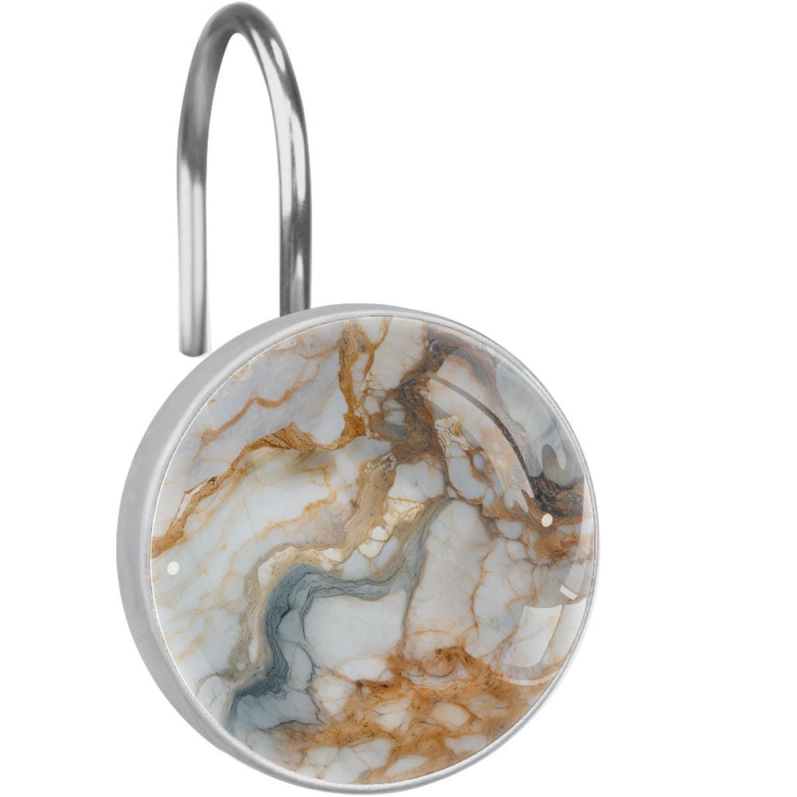 Marble Texture Shower Curtain Hooks （Set of 12） for Home Hotel Shower ...
