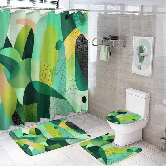 Marble Texture Shower Curtain Sets with Non-Slip Rug, Toilet Lid Cover And Bath Mat，Shower Curtain Sets with 12 Hooks, Shower Curtain for Bathroom Set Decor