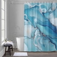 thumbnail image 1 of Marble Texture Shower Curtain for Bathroom Decor, Blue Green Sliver Modern Abstract Waterproof Fabric Shower Curtain, 72"x72" Set with 12 Hooks, 1 of 9