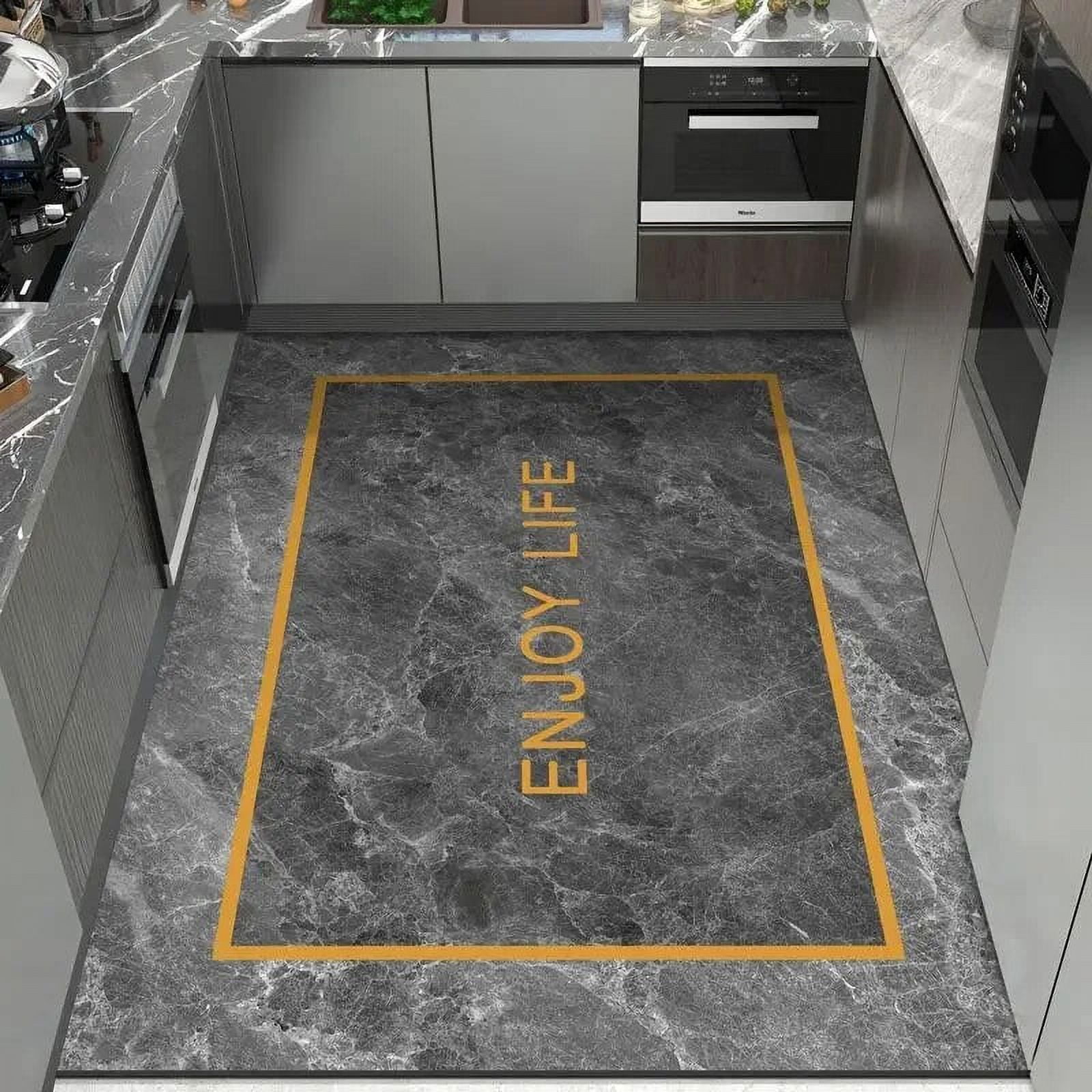 Marble Texture Soft Kitchen Mat Water Absorption and Oil Prevention ...