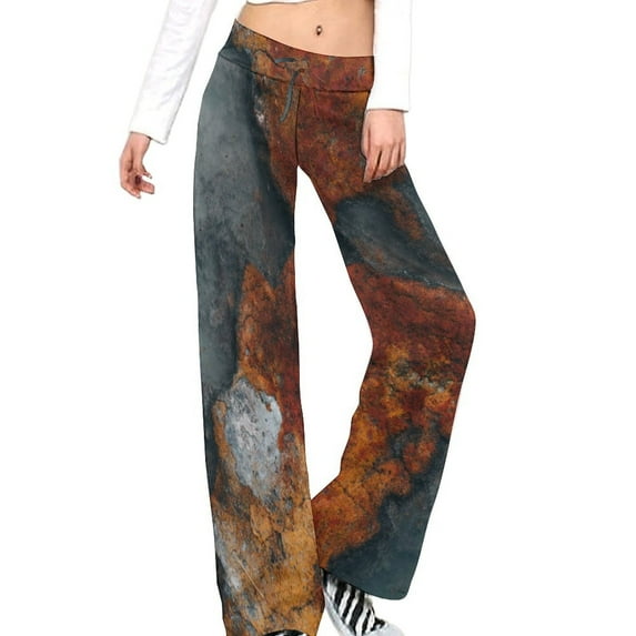 Marble Texture Summer Outfits Flowy Palazzo Pants for Women 2025 High Waisted Wide Leg Beach Casual Vacation Pants Trousers