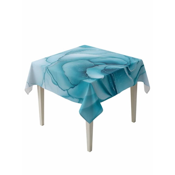 Marble Texture Table Cloth 54x54 Inch Square, Light Blue Lines Ink Art Watercolor Waterproof Tablecloth Washable Table Cover for Party Picnic Dinner Decor