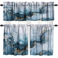 thumbnail image 1 of Marble Texture Valances Set for Kitchen, Blue White and Gold Abstract Marble Home Decor Rod Pocket Window Drapes for Kitchen Living Room Dining Room Office 52x18 Inch + 27x36 Inch X 2, 1 of 5