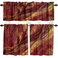 thumbnail image 1 of Marble Texture Valances Set for Kitchen, Red and Gold Abstract Marble Home Decor Rod Pocket Window Drapes for Kitchen Living Room Dining Room Office 52x18 Inch + 27x24 Inch X 2, 1 of 1