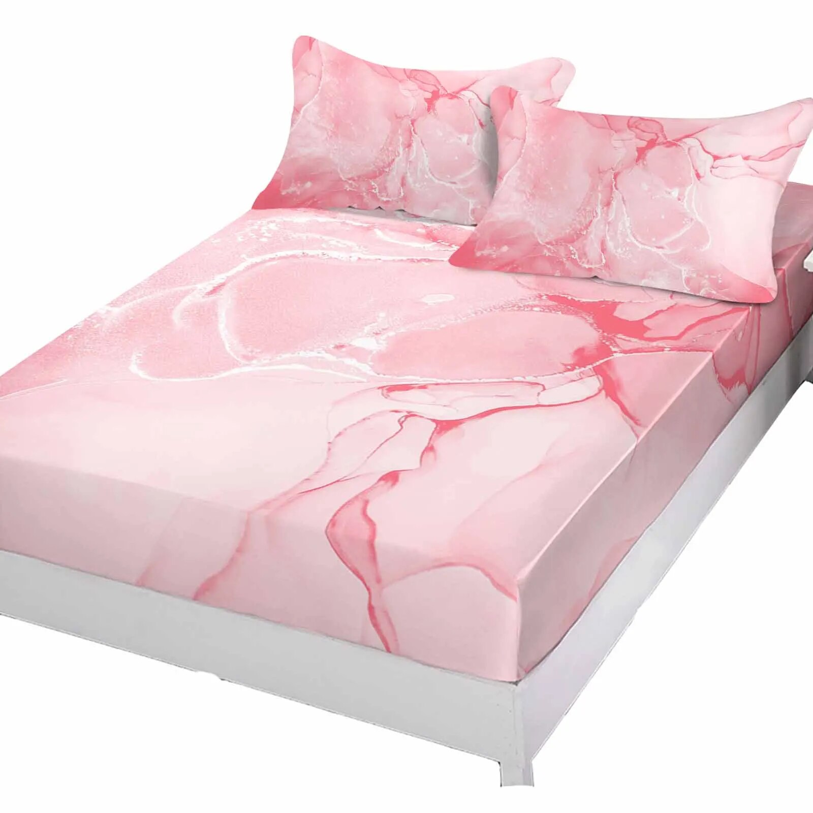 Marble Texture Watercolor Blue Gray Polyester Fitted Sheet Mattress