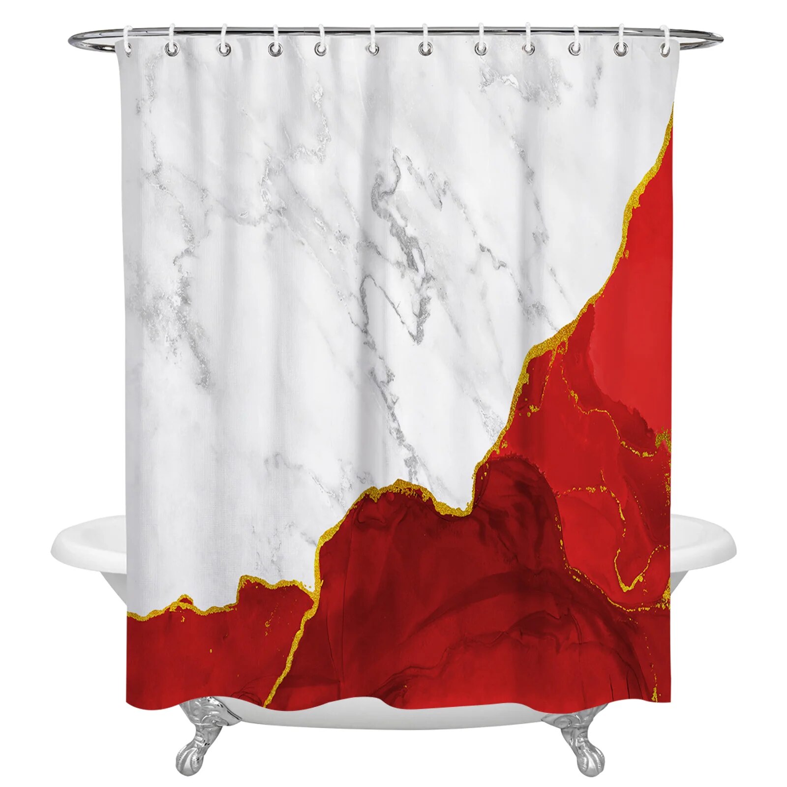 Marble Texture White Shower Curtains Waterproof Bath Curtains Home