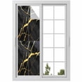 thumbnail image 1 of Marble Texture Window Privacy Film Modern Black Golden Ripple Effect Decorative Glass Window Film UV Blocking Static Cling Non-Adhesive Sticker Covering for Home Door 17.7 x 78.7 inches, 1 of 7