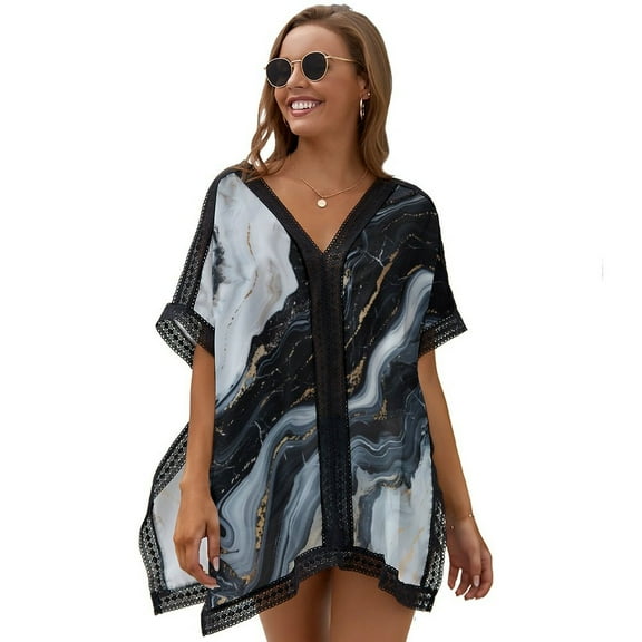 Marble Texture Women's Swimsuit Coverup Summer Beach Cover Up Bathing Suit Dress