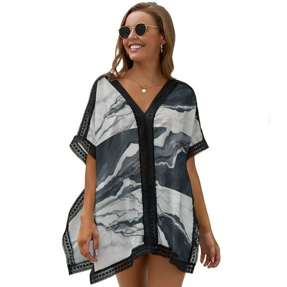 Marble Texture Women's Swimsuit Coverup Summer Beach Cover Up Bathing Suit Dress