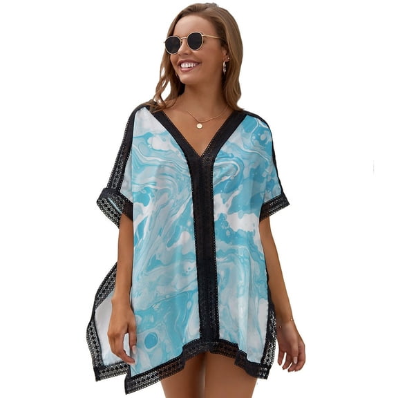 Marble Texture Women's Swimsuit Coverup Summer Beach Cover Up Bathing Suit Dress