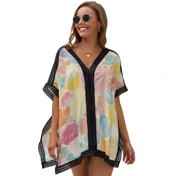 Marble Texture Women's Swimsuit Coverup Summer Beach Cover Up Bathing Suit Dress