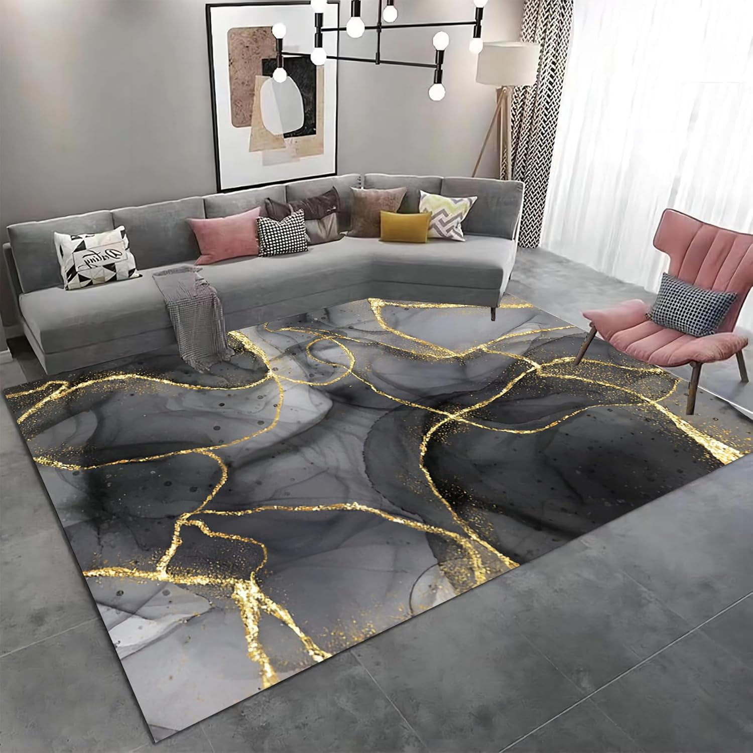 Marble Textured Area Rug Modern Marble Rug Living Room Rugs Modern Rug ...