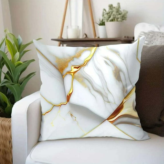 Marble Textured Throw Pillow Cover Super Soft Decorative Square Cushion Case for Couch, Bed, Living Room or Home Decor