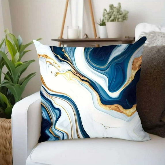 Marble Textured Throw Pillow Cover Super Soft Decorative Square Cushion Case for Couch, Bed, Living Room or Home Decor