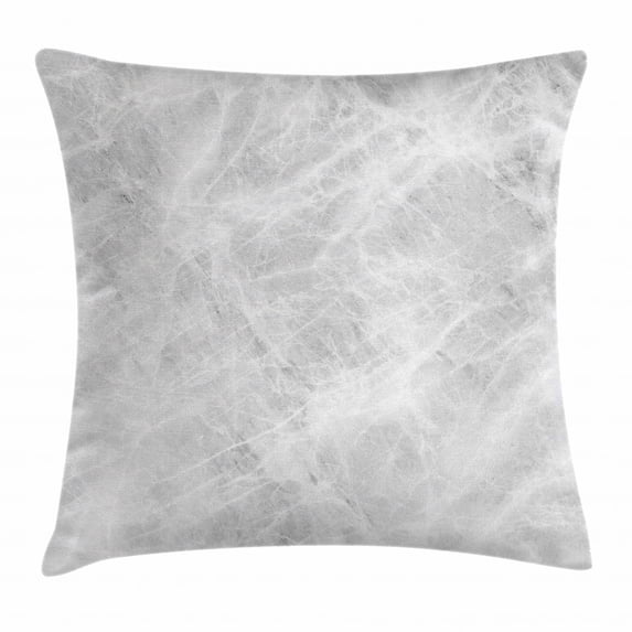 Marble Throw Pillow Cushion Cover, Abstract Soft Pastel Toned Onyx Stone Background with Grunge Effects Image, Decorative Square Accent Pillow Case, 16 X 16 Inches, Light Grey White, by Ambesonne