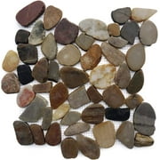 Marble Tiles Interlocking Pebble Decorative Tiles Natrual River Rock Stone Tile(5-Sheets) Kitchen Floor Bathroom Patio Stones FP104-5