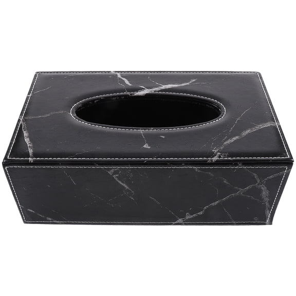 Marble Tissue Box Organizer Card Console Organizers and Storage Office Black
