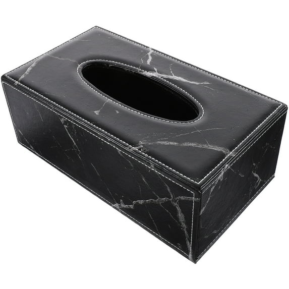 Black Tissue Box Made of Synthetic Material for Storage with Smooth Tissue Dispensing 1pc
