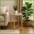 thumbnail image 1 of Marble Top Coffee Table for Living Room - 21 Inch Golden Metal Frame, Durable & Versatile Accent Piece, 1 of 5