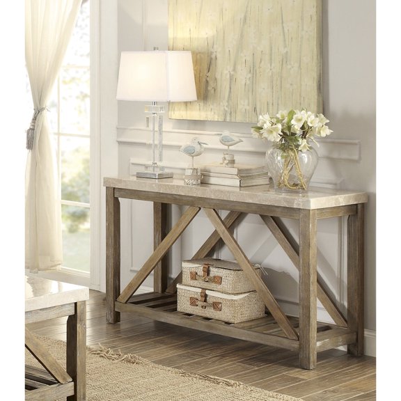 Marble Top with Wood Base - Simple Assembly Required - Living Room Use - Easy-to-Install Furniture