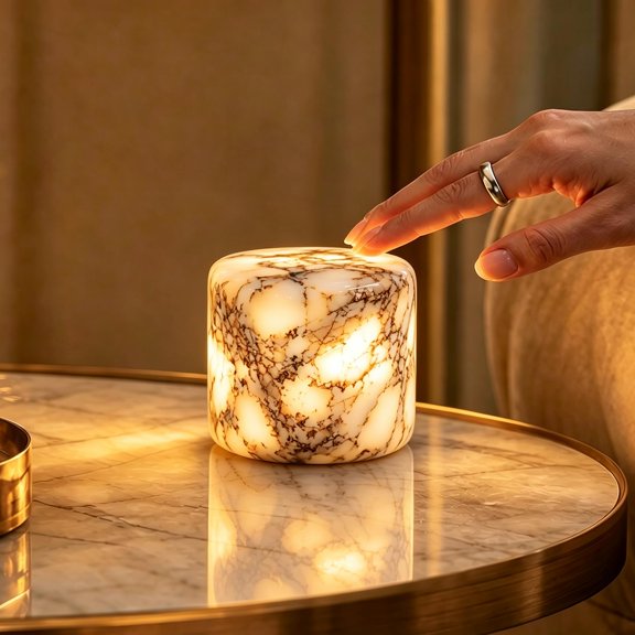 Marble Touch Lamp Cordless, Rechargeable LED Night Light with Touch Control, Decorative Table Lamp for Bedroom, Living Room and Desk