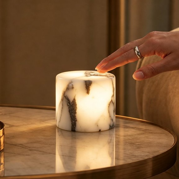 Marble Touch Lamp Cordless, Rechargeable LED Night Light with Touch Control, Decorative Table Lamp for Bedroom, Living Room and Desk