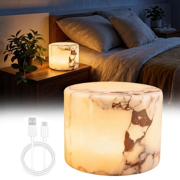 Marble Touch Lamp, Marble Touch Light, Unique Onyx Stone Eye-Caring Lamp Night Light Touch Bedside Table Lamp, Type-C Rechargeable Small LED Ambient Lamp for Bedroom Decor