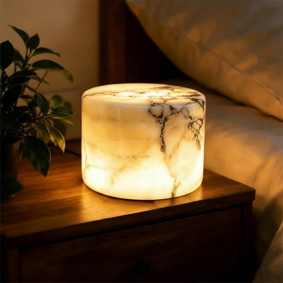 Marble Touch Lamp, Onyx Marble LED Night Light | Type-C Rechargeable Tap Bedside Lamp with Dimmable Warm Light