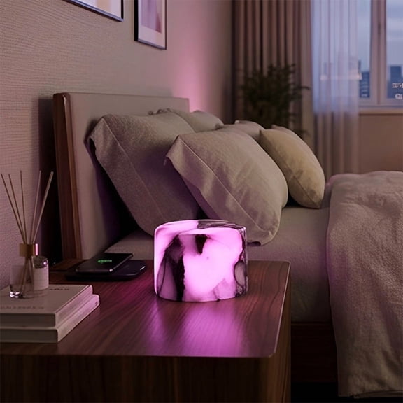 Marble Touch Table Lamp Natural Stone Night Light Rechargeable LED Bedside Lamp 3-Way Dimmable Warm Ambient Light