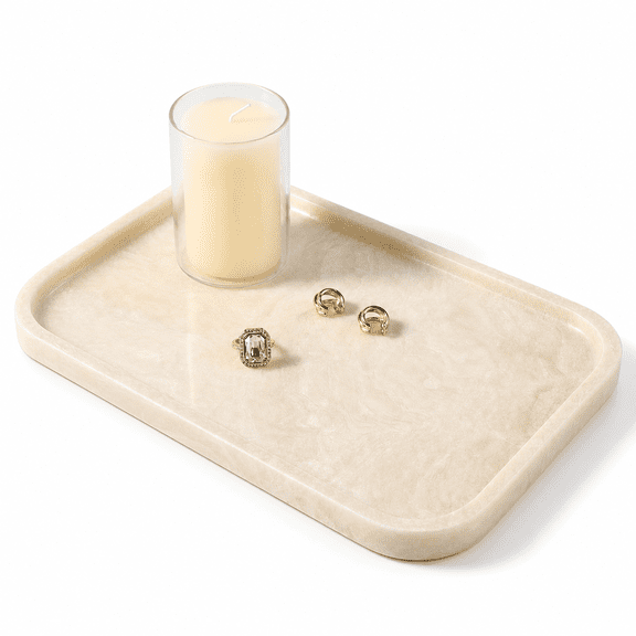 Marble Tray 12"x8" Vanity For Countertop Bathroom Kitchen Dresser Decorative Catchall Trays Perfume Rectangular Stone Serving Tray(navona)