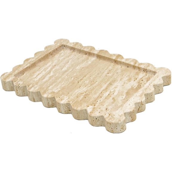 Marble Tray, Real Natural Marble Stone Tray, Luxury Decorative Trays for Bathroom, Dresser, Vanity, Kitchen