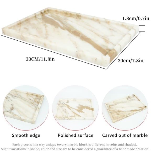 Marble Tray-calacatta Glod, 12" x 8" x 0.7" Serving Tray