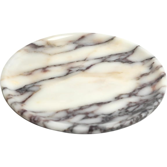Marble Tray for Coffee Table, Food & Dessert Display, Holiday Decoration Viola Circular, 9.8" x 9.8" x 0.7", Polished Finish