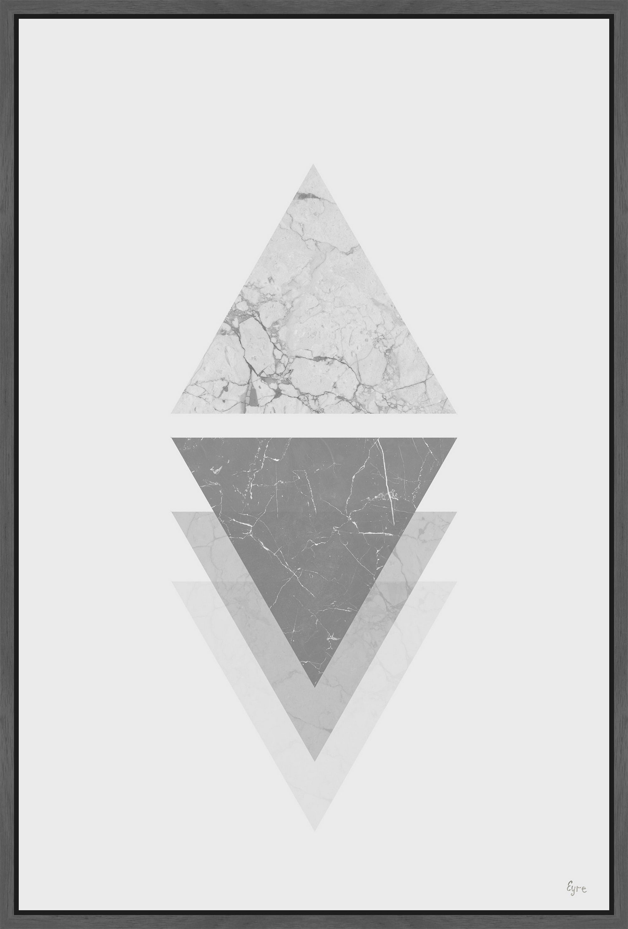 Marble Triangle Ombre Floater Framed Painting Print on Canvas