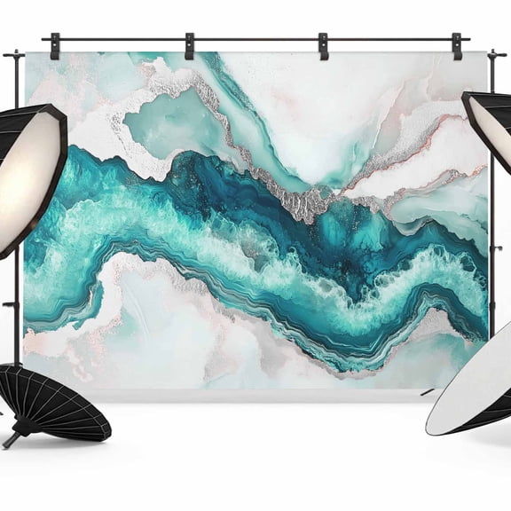 Marble Turquoise Backdrop for Photography, Modern Abstract Luxury Silver Texture Photo Backdrop Portrait Background Party Banner Photo Backgrounds for Studio Booth Props, 7x5ft