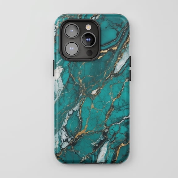 Marble Turquoise Gold For All iPhone Series Tough Phone Case Abstract