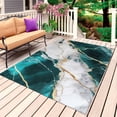 thumbnail image 1 of Marble Turquoise Outdoor Rug for Patio/Deck/Porch, Non-Slip Large Area Rug 5 x 7 Ft, Abstract Gold White Brick Stone Motif Indoor Outdoor Rugs Washable Area Rugs, Reversible Camping Rug Carpet Runner, 1 of 8