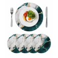 thumbnail image 1 of Marble Turquoise Round Placemats Set of 4 for Dinning Tables,Heat-proof Braided Table Mats 15 Inch,Abstract Gold White Brick Stone Motif Washable Place Mat for Kitchen Restaurant Party Table Decor, 1 of 9