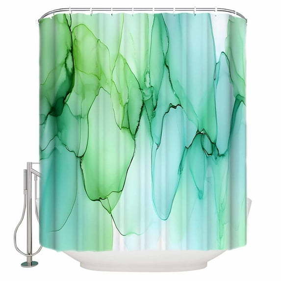 Marble Turquoise Shower Curtain Set ,Waterproof Fabric Shower Curtains Green Gradient Modern Cracked Art Shower Curtains for Bathroom,Bathroom Decor 60"x72"